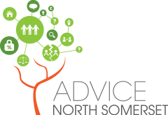 Text logo: Advice North Somerset